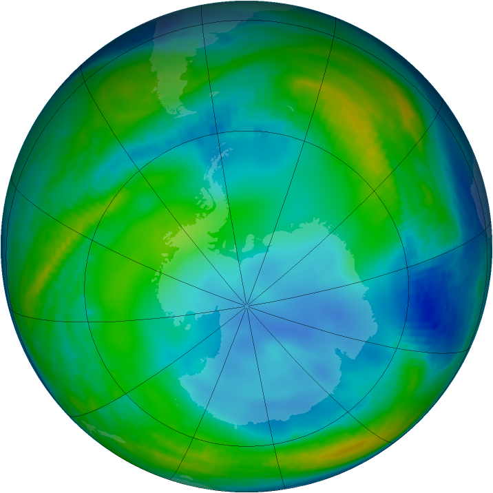 Antarctic ozone map for 28 June 1985